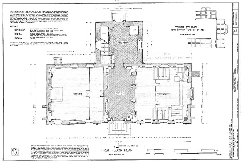 HABS measured drawing of the first floor of Independence Hall