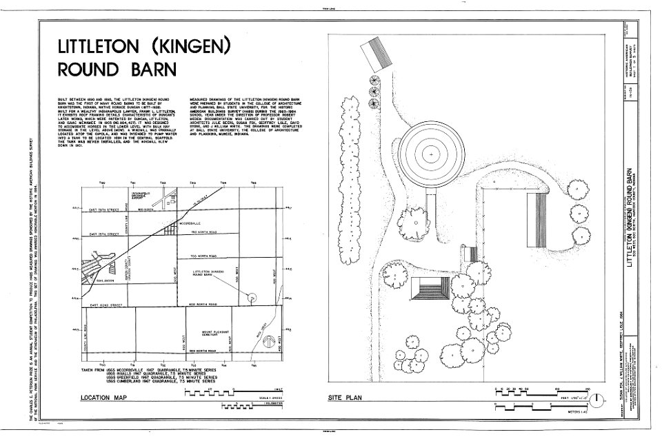 HABS IND,30-MCOVI.V,1A- (sheet 1 of 5) - Littleton Round Barn, 500 West, 600 North Road, McCordsville, Hancock County, IN