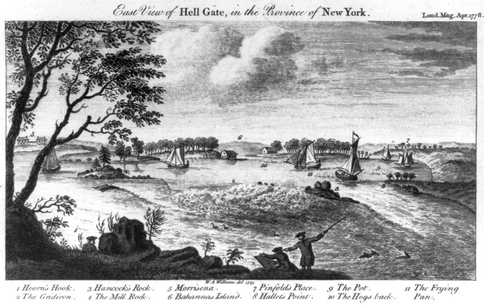 East view of Hell Gate, in the province of New York - W.A. Williams del. 1775. LCCN2004671528