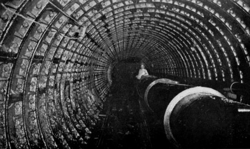 East River Gas Tunnel - metal-lines section through soft ground