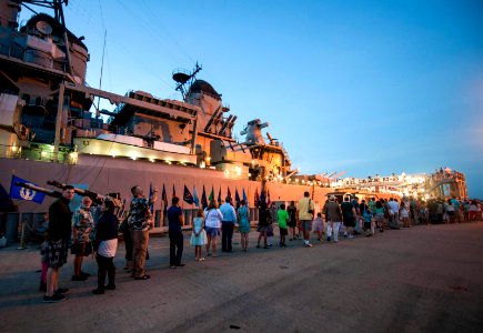 Easter sunrise service aboard Battleship Missouri Memorial 150405-N-PA426-021