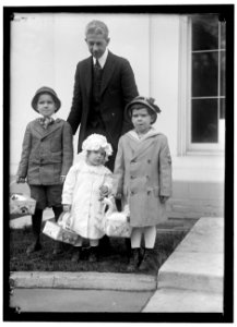 EASTER. CHILDREN OF RODIER, WHITE HOUSE TELEGRAPH OPERATOR, READY FOR EGG ROLLING LCCN2016866610 photo
