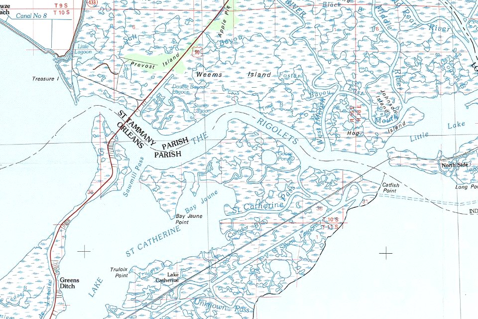 Eastern New Orleans to Gulfport MS 1982 Detail
