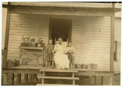 Ebb-tide in the industry. Home of Mrs. Edwards. Her boy (photo 2203) works in Century Cotton Mill, South Boston, Va. Gets forty cents a day. Husband has a job in a North Caroline cotton mill LOC nclc.02177