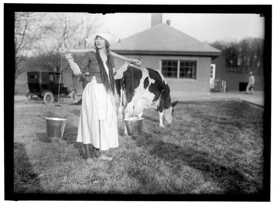ECKLES, VIRGINIA. IN DUTCH DAIRY-MAID COSTUME, WITH COW LCCN2016869765