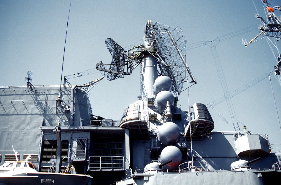 ECM radomes of the cruiser Marshal Ustinov