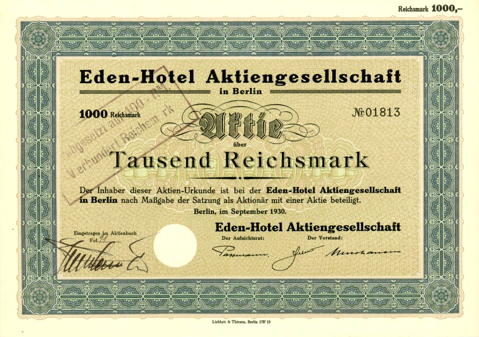 Eden-Hotel AG 1930