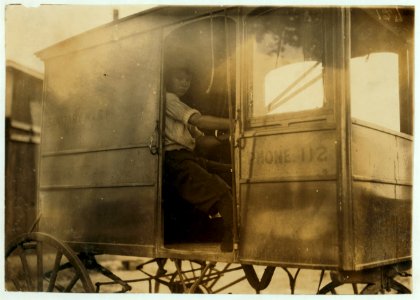 Edgar Kitchen 13 yrs. old gets $3.25 a week working for the Bingham Bros. Dairy. Drives a dairy wagon from 7 A.M. to noon. Works on farm in afternoon (10 hours a day) seven days a week-half LOC nclc.00497