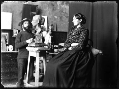 Eduard Jacobs in zijn atelier (1894), foto van Jacob Olie - 01