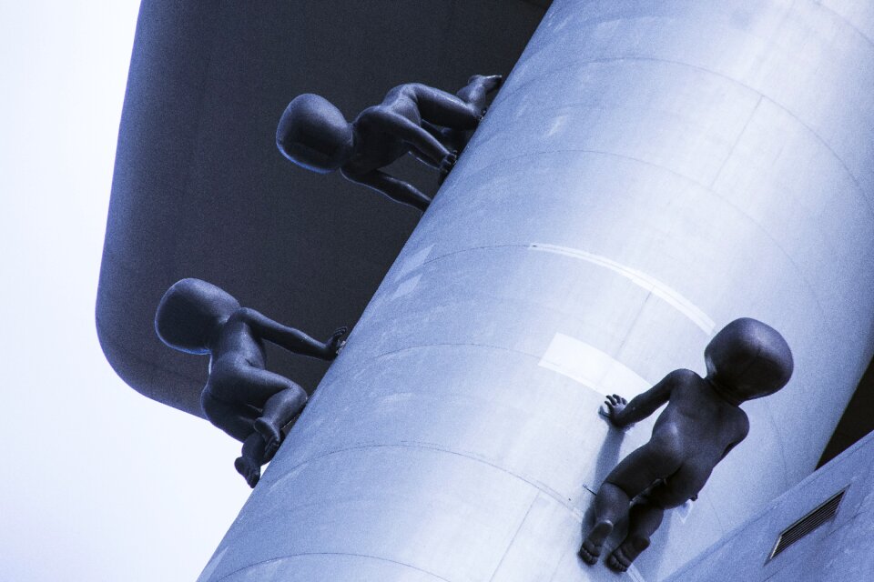 Babies building sculpture