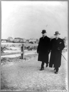 Edward Payson Weston and Humphrey O'Sullivan walking, full lgth., outdoors LCCN2003678166