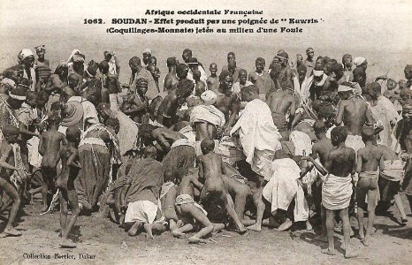 Effet produit par une poignée de kawris jetés au milieu d'une foule (AOF)