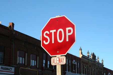 Traffic road blue stop photo