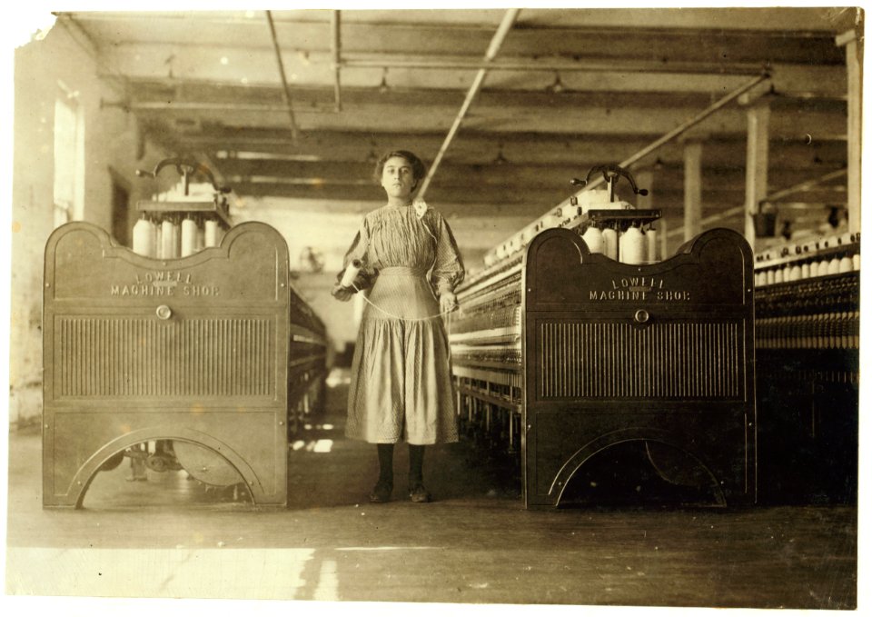Eglantine La Barge, an adolescent spinner, working in Spring Village Mill for 2 Years. LOC cph.3b21260