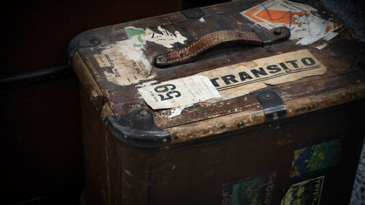 Leather suitcase antique leather photo