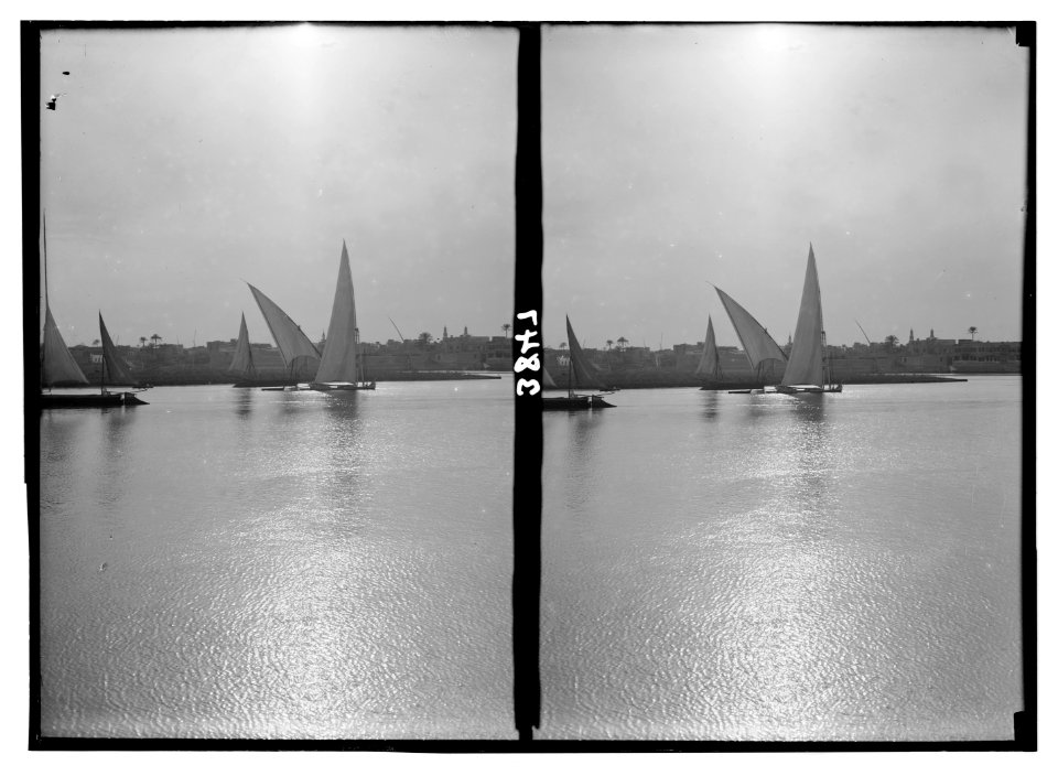 Egypt. Cairo and Memphis, etc. Nile scene with typical boats in full sail LOC matpc.02914