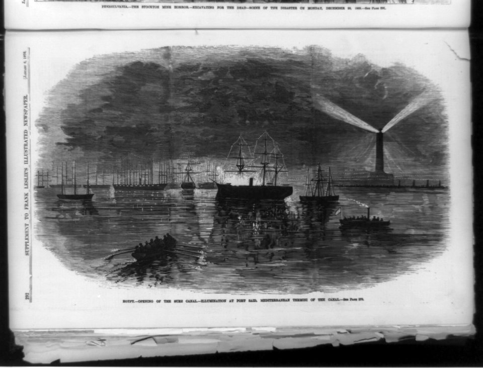 Egypt-opening of the Suez Canal-illumination at Port Said, Mediterranean termini of the canal LCCN91786323