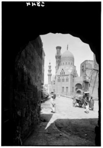 Egypt. Cairo and Memphis, etc. Cairo. Street scene. Showing mosque of Kait Bey LOC matpc.00233