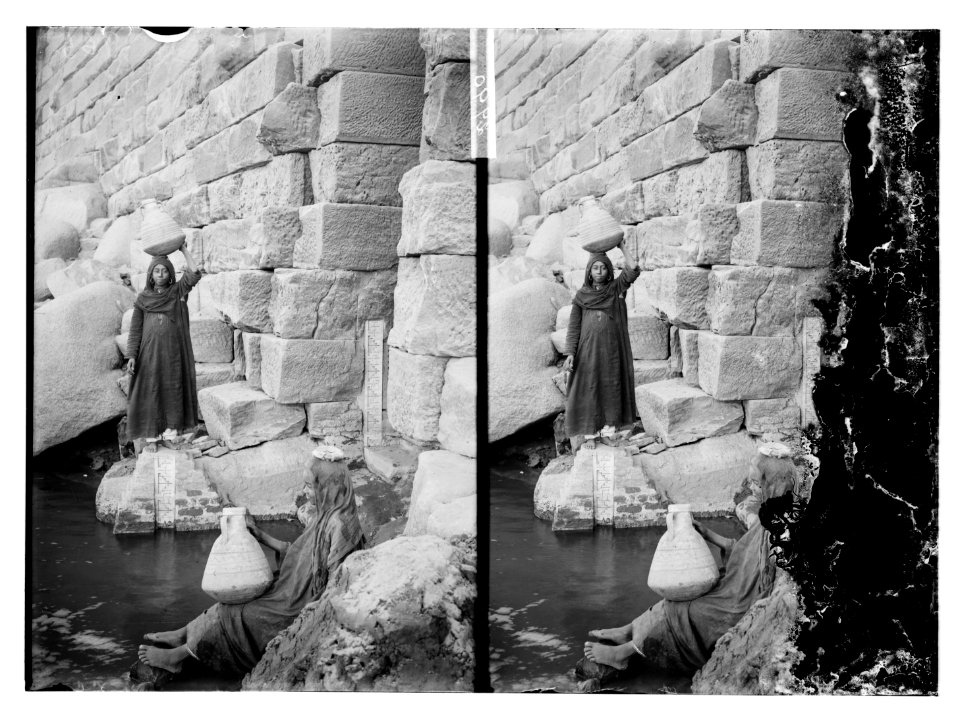 Egyptian characters, etc. The Nilometer on Elephantine Island LOC matpc.11418