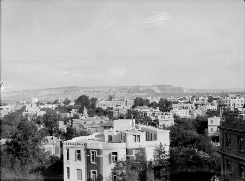 Egyptian Hotels, Ltd, Cairo. Cairo and Mokattam hills from the Semiramis Hotel roof LOC matpc.15589