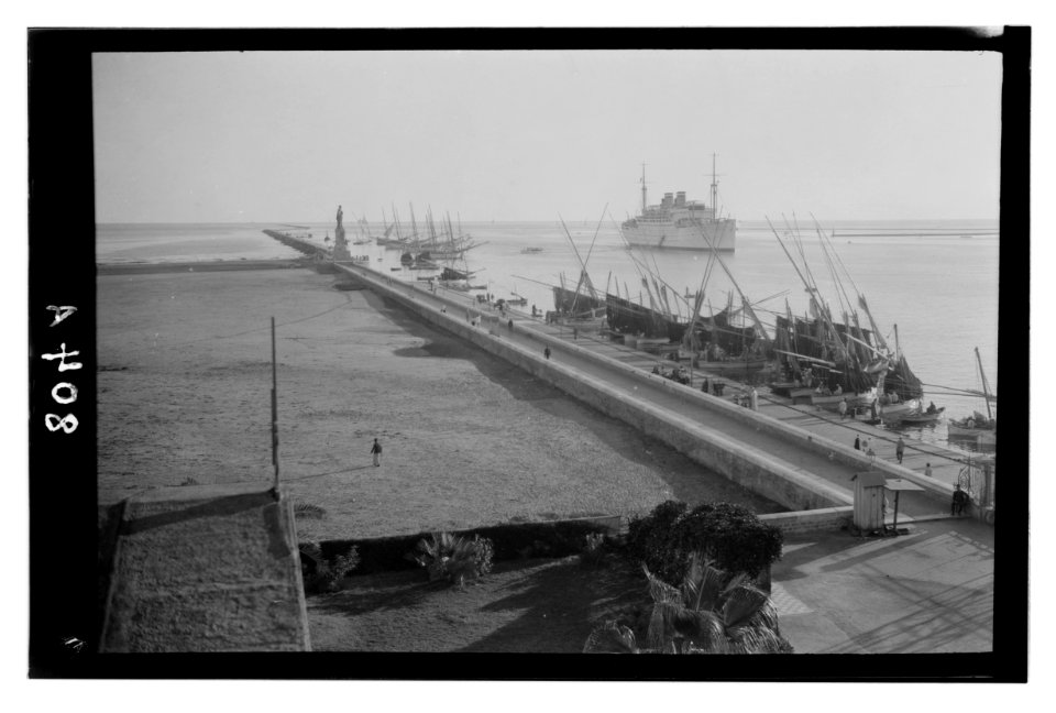 Egyptian views. Port Said. Port Said harbor and entrance of Suez Canal LOC matpc.14202