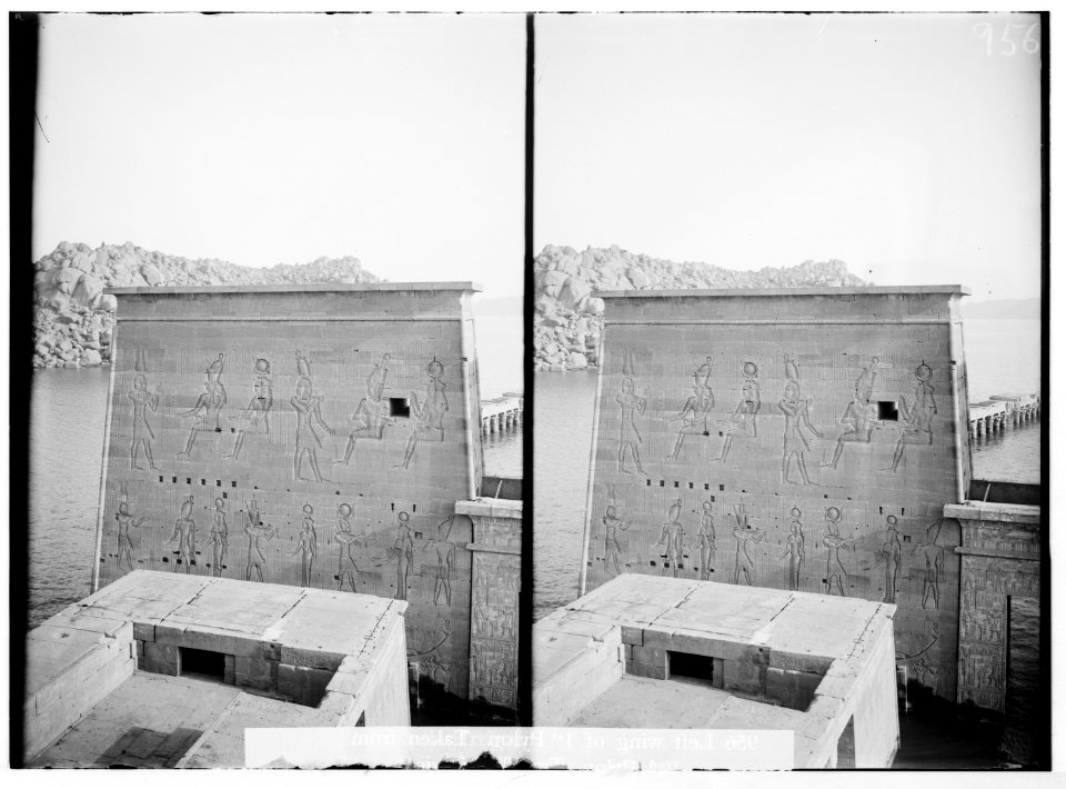 Egyptian views; Assuan and Philae. Left wing of 1st pylon, taken from 2nd pylon LOC matpc.01587