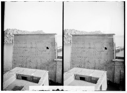 Egyptian views; Assuan and Philae. Left wing of 1st pylon, taken from 2nd pylon LOC matpc.01587