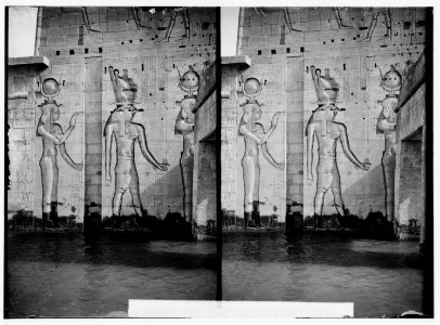 Egyptian views; Assuan and Philae. Reliefs of different deities on wing of 1st pylon LOC matpc.01585