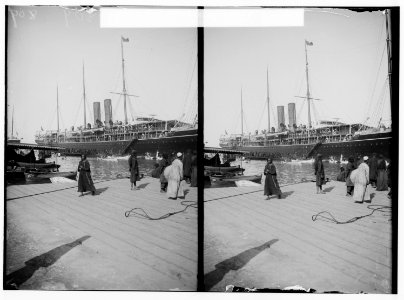 Egyptian views; Port Said. Arrival of steamer at Port Said LOC matpc.01455