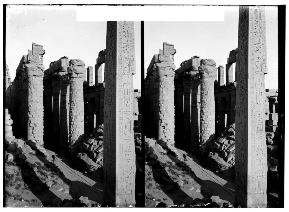Egyptian views; Karnak. Great hypostyle hall with part of obelisk in foreground LOC matpc.01537