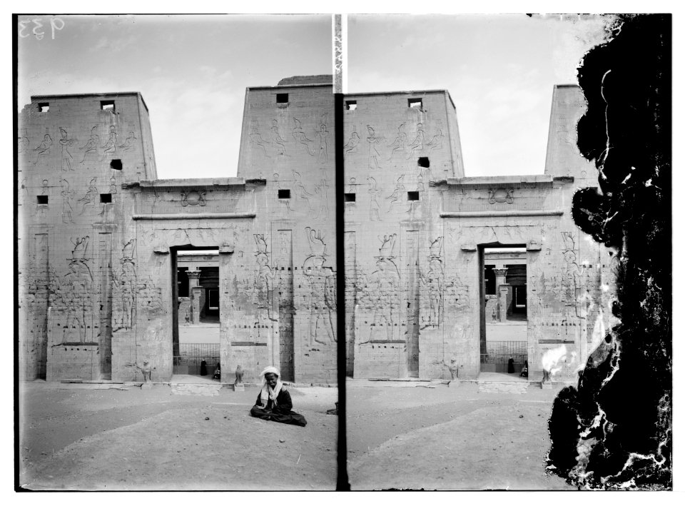 Egyptian views; Temple of Horus, Edfu. Entrance to temple LOC matpc.07588