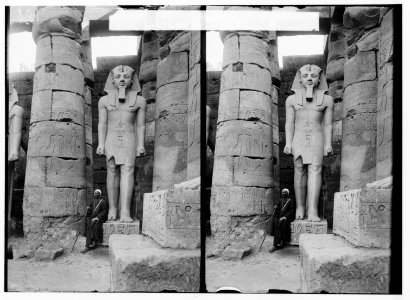 Egyptian views; Luxor. Statues of Rameses (i.e., Ramses) II, Temple of Luxor LOC matpc.01533