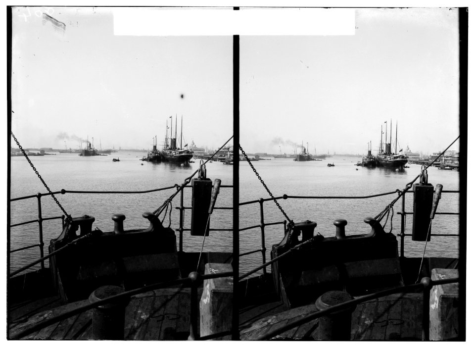 Egyptian views; Port Said. Port Said Harbour and entrance of Suez Canal LOC matpc.01450