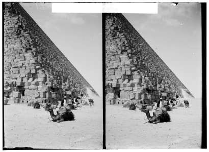 Egyptian views; The pyramids of Gizeh. North side of the Great Pyramid LOC matpc.01496