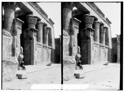 Egyptian views; Temple of Horus, Edfu. Colonnade in court showing a colossal hawk LOC matpc.01567