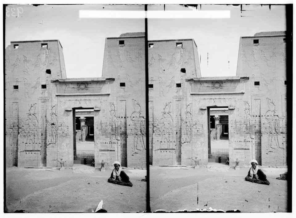 Egyptian views; Temple of Horus, Edfu. Entrance to temple LOC matpc.01564