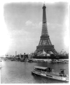 Eiffel Tower and exposition buildings on the Champ de Mars, as seen from the River Seine, Paris Exposition, 1889 LCCN92519633 photo