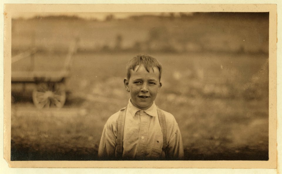 Eight-year old Jack on a Western Massachusetts farm. He is a type of child who is being overworked in many rural districts. See Hine Report, Rural Child Labor, August 1915. LOC nclc.00287