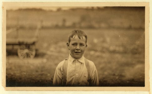 Eight-year old Jack on a Western Massachusetts farm. He is a type of child who is being overworked in many rural districts. See Hine Report, Rural Child Labor, August 1915. LOC nclc.00287
