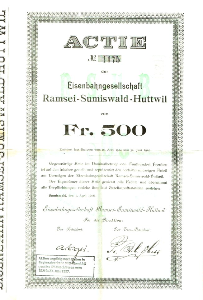 Eisenbahngesellschaft Ramsei-Sumiswald-Huttwil 1908