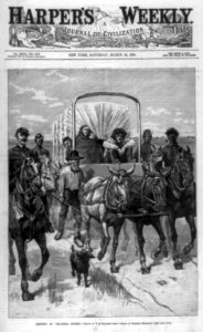 Ejecting an Oklahoma boomer - drawn by T. de Thulstrup from a sketch by Frederic Remington. LCCN89714477