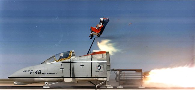 Ejection seat test at China Lake with F-4B cockpit 1967