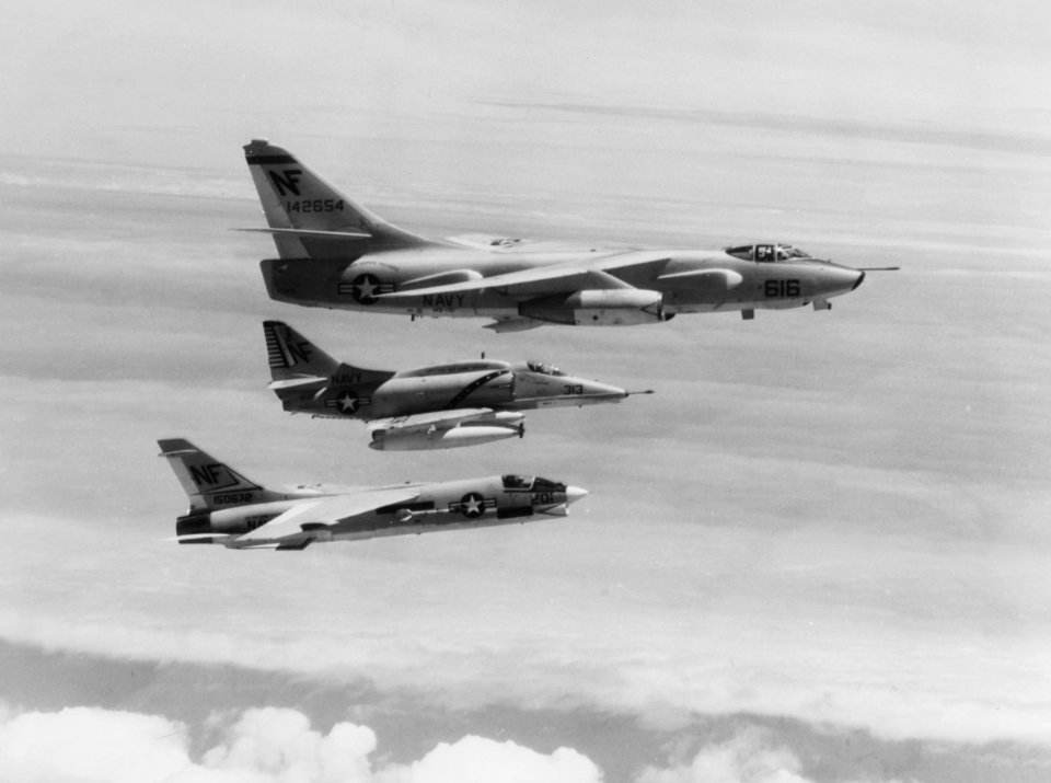 EKA-3B A-4F and F-8J CVW-5 off Vietnam 1969