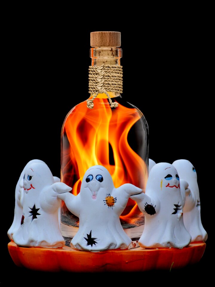 Bottle fire water flame