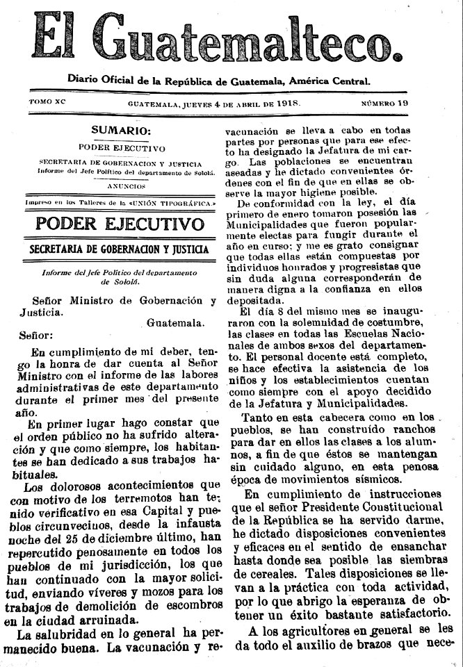 El Guatemalteco tomo XLVII volumen 39 pagina