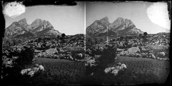 El Pedraforca amb un camp en primer terme