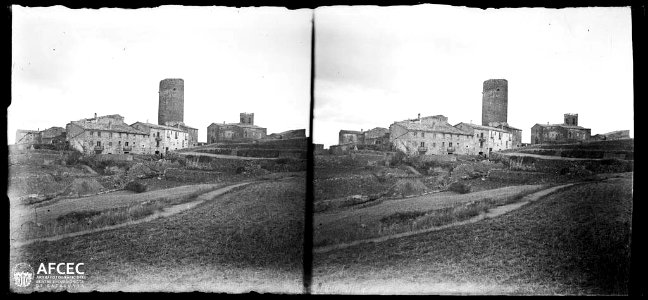 El poble d'Ardèvol des dels afores amb la torre al centre (AFCEC TORRAS B 11342)