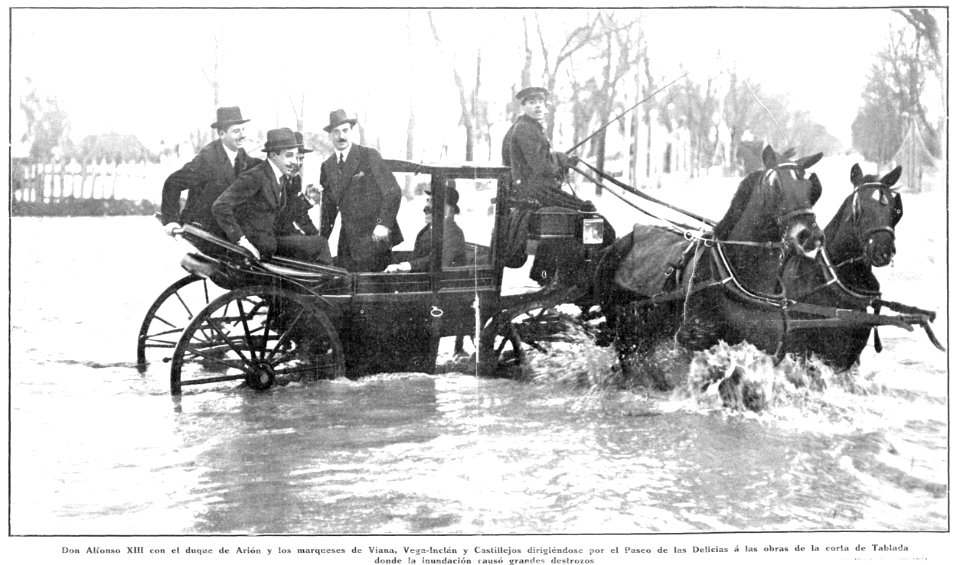 El rey en la inundación de Sevilla, de Campúa, Mundo Gráfico, 14-02-1912