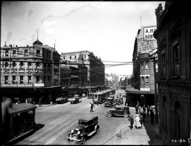 Electric trams, Brickfield Hill, Sydney from The Powerhouse Museum Collection