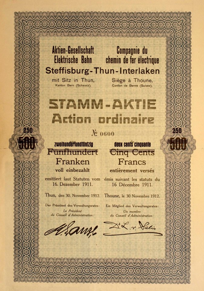 Elektrische Bahn Steffisburg-Thun-Interlaken Stämme 1912